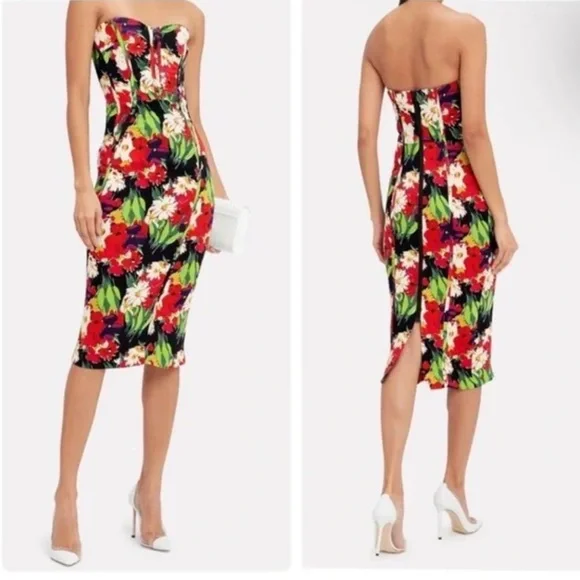 Veronica Beard Saffron Floral Print Strapless Dress Size 2 New - Picture 2 of 10